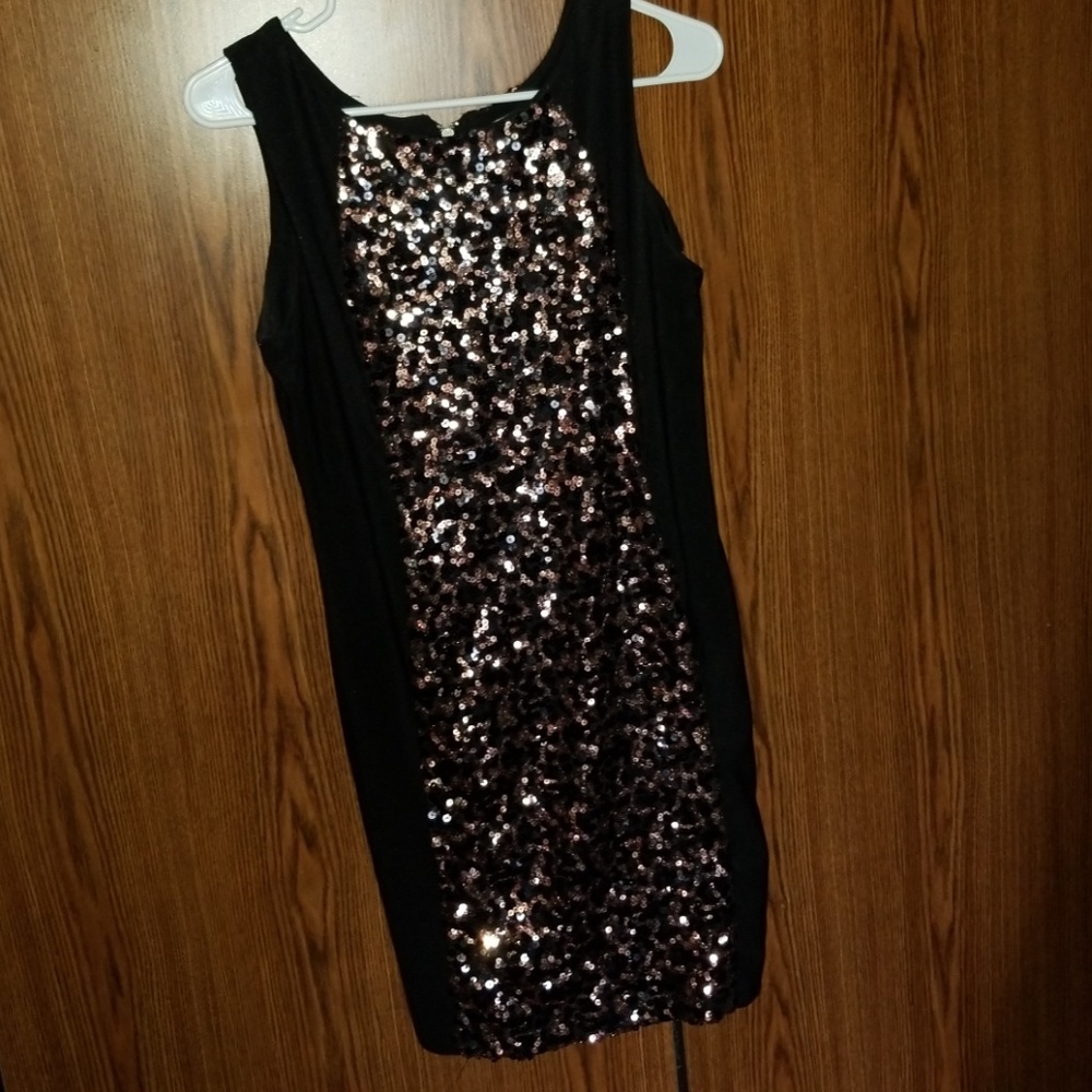 Jrs Sz. 13 black/copper sequin  dress. Worn once